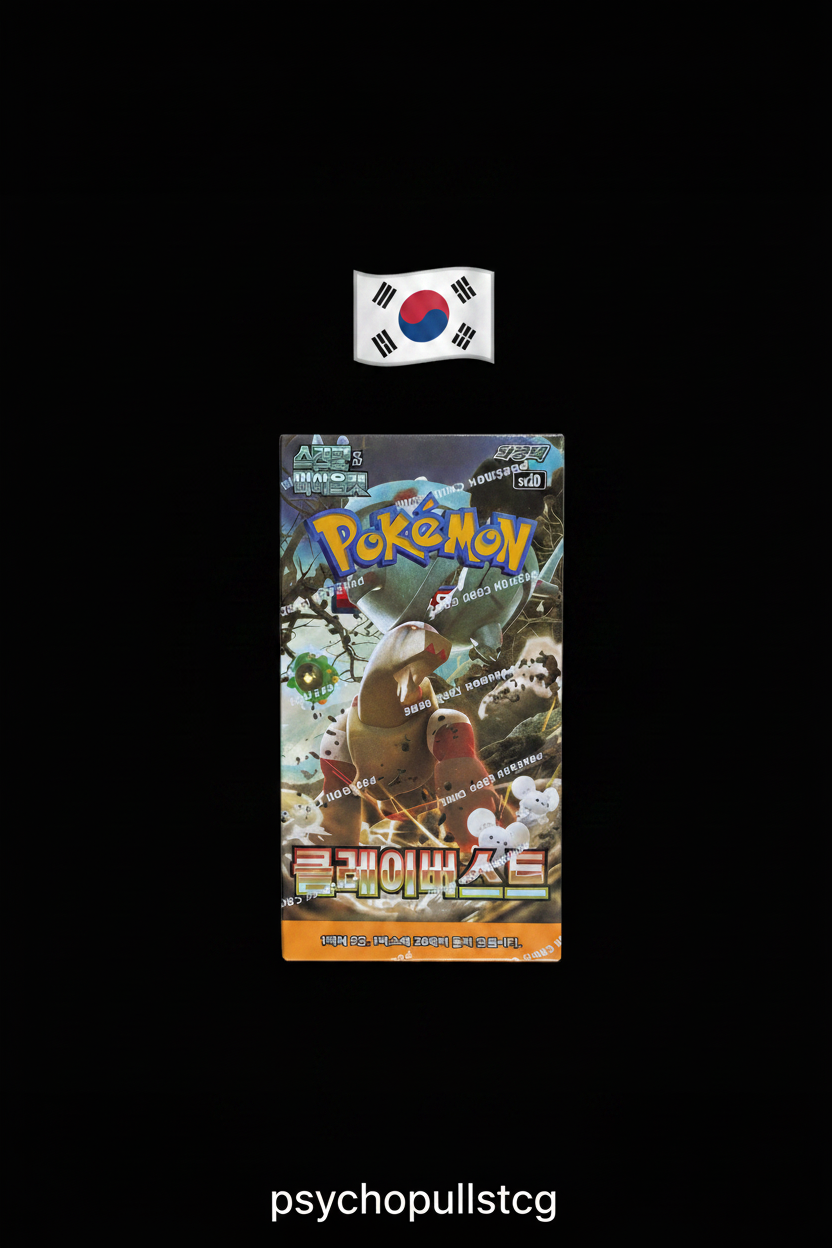 Pokémon Clay Burst Coreano Booster Box con bandera de Corea del Sur