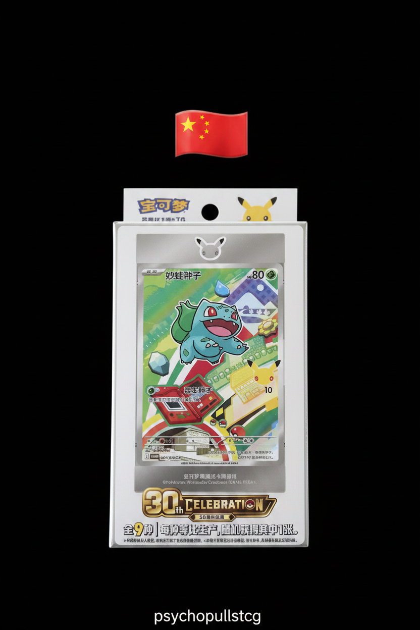 Pokémon 30th Celebration edición china con bandera de China